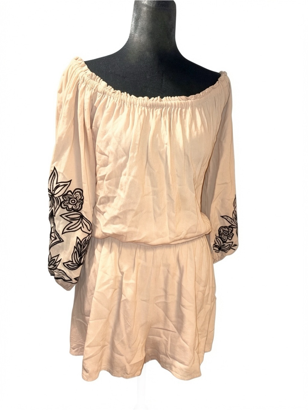 Kori America Off The Shoulder Embroidered Boho Romper Cream XL